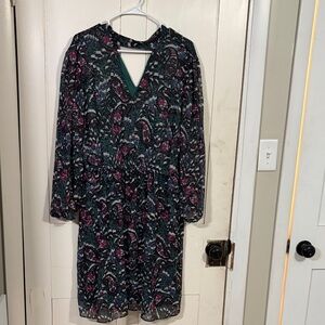 Lane Bryant Black and Pink Floral Long Sleeve Dress